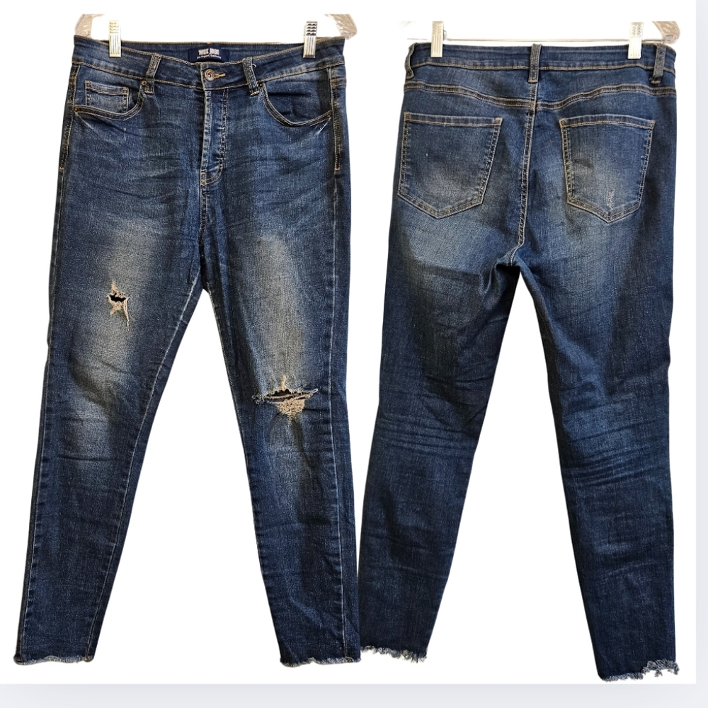 Wax Jean size 11 (30) Raw Hem Distressed Skinny Ankle Jeans AB-1962